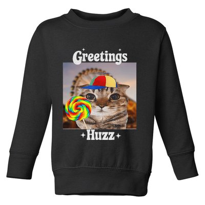 Greetings Huzz Meme Funny Cat Lollipop Toddler Sweatshirt