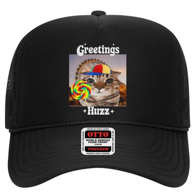 Greetings Huzz Meme Funny Cat Lollipop Trucker Hat
