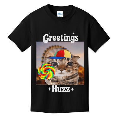 Greetings Huzz Meme Funny Cat Lollipop Kids T-Shirt