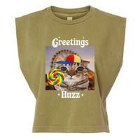 Greetings Huzz Meme Funny Cat Lollipop Garment-Dyed Women's Muscle Tee