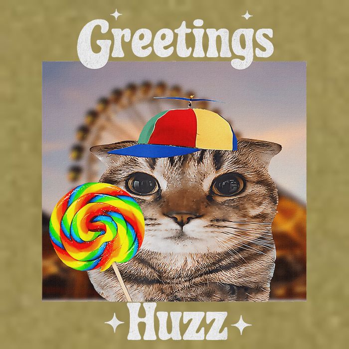 Greetings Huzz Meme Funny Cat Lollipop Garment-Dyed Women's Muscle Tee