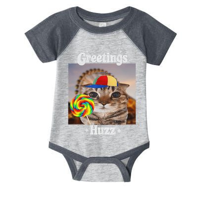 Greetings Huzz Meme Funny Cat Lollipop Infant Baby Jersey Bodysuit