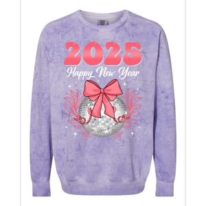 Groovy Happy New Year 2025 Disco Ball New Years Eve Party Gift Colorblast Crewneck Sweatshirt