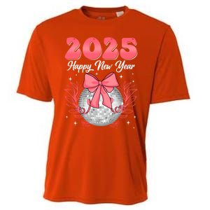 Groovy Happy New Year 2025 Disco Ball New Years Eve Party Gift Cooling Performance Crew T-Shirt