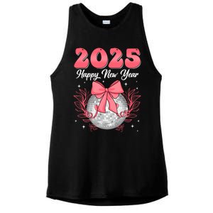 Groovy Happy New Year 2025 Disco Ball New Years Eve Party Gift Ladies PosiCharge Tri-Blend Wicking Tank