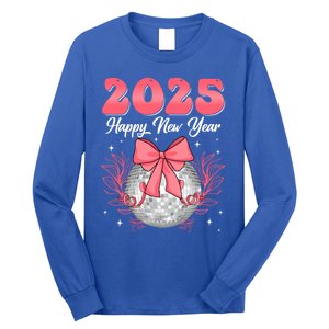 Groovy Happy New Year 2025 Disco Ball New Years Eve Party Gift Long Sleeve Shirt