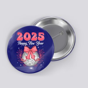 Groovy Happy New Year 2025 Disco Ball New Years Eve Party Gift Button