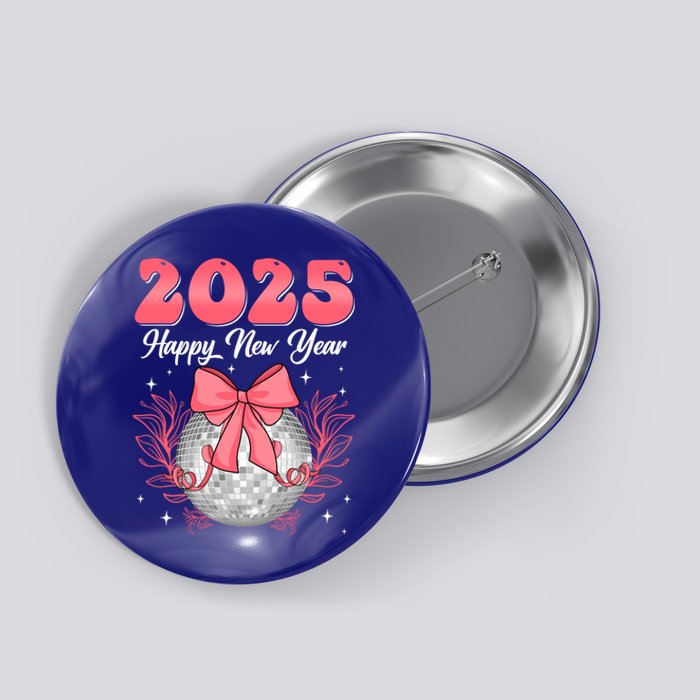 Groovy Happy New Year 2025 Disco Ball New Years Eve Party Gift Button