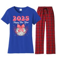 Groovy Happy New Year 2025 Disco Ball New Years Eve Party Gift Women's Flannel Pajama Set