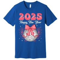 Groovy Happy New Year 2025 Disco Ball New Years Eve Party Gift Premium T-Shirt