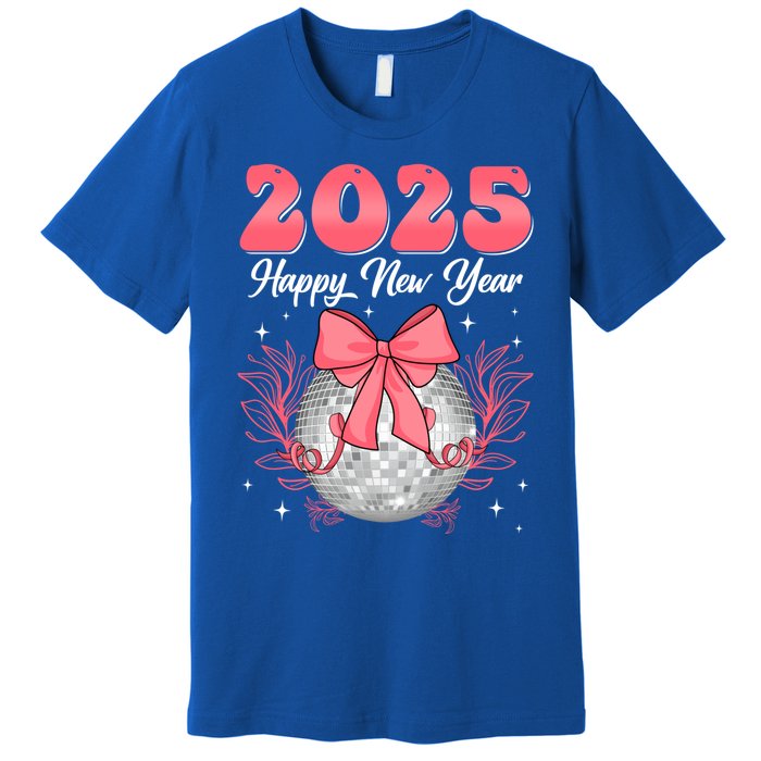 Groovy Happy New Year 2025 Disco Ball New Years Eve Party Gift Premium T-Shirt