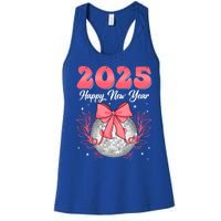 Groovy Happy New Year 2025 Disco Ball New Years Eve Party Gift Women's Racerback Tank