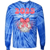 Groovy Happy New Year 2025 Disco Ball New Years Eve Party Gift Tie-Dye Long Sleeve Shirt