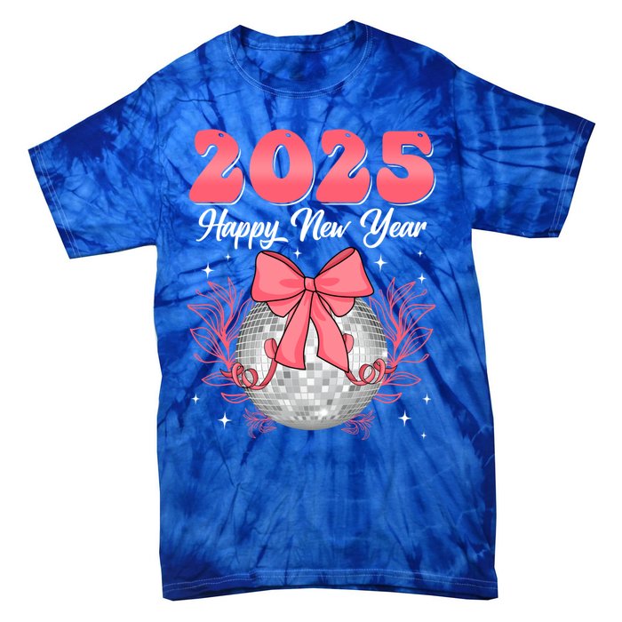 Groovy Happy New Year 2025 Disco Ball New Years Eve Party Gift Tie-Dye T-Shirt