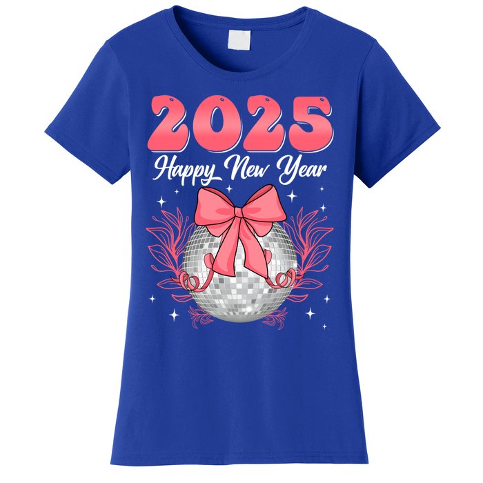 Groovy Happy New Year 2025 Disco Ball New Years Eve Party Gift Women's T-Shirt