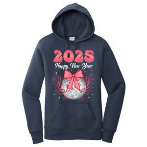 Groovy Happy New Year 2025 Disco Ball New Years Eve Party Gift Women's Pullover Hoodie