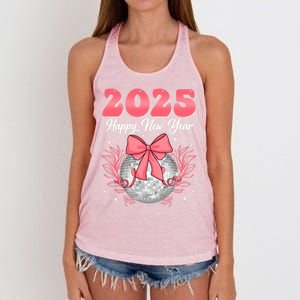 Groovy Happy New Year 2025 Disco Ball New Years Eve Party Gift Women's Knotted Racerback Tank