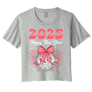 Groovy Happy New Year 2025 Disco Ball New Years Eve Party Gift Women's Crop Top Tee