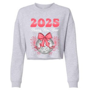 Groovy Happy New Year 2025 Disco Ball New Years Eve Party Gift Cropped Pullover Crew