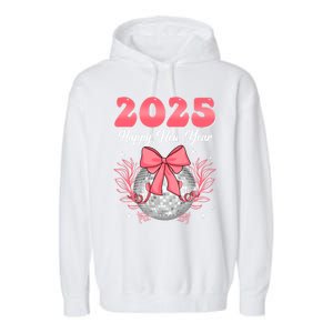 Groovy Happy New Year 2025 Disco Ball New Years Eve Party Gift Garment-Dyed Fleece Hoodie