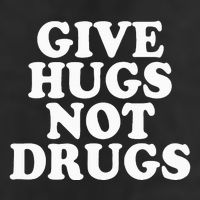 Give Hugs Not Drugs Slogan Awareness Red Ribbon Week 7 Panel Mesh Trucker Snapback Hat