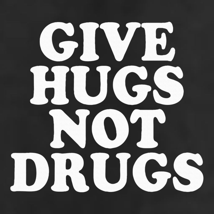 Give Hugs Not Drugs Slogan Awareness Red Ribbon Week 7 Panel Mesh Trucker Snapback Hat