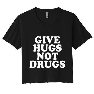 Give Hugs Not Drugs Slogan Awareness Red Ribbon Week Crop Top