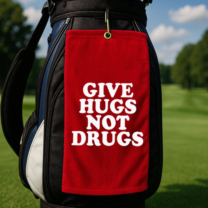 Give Hugs Not Drugs Slogan Awareness Red Ribbon Week Golf Towel