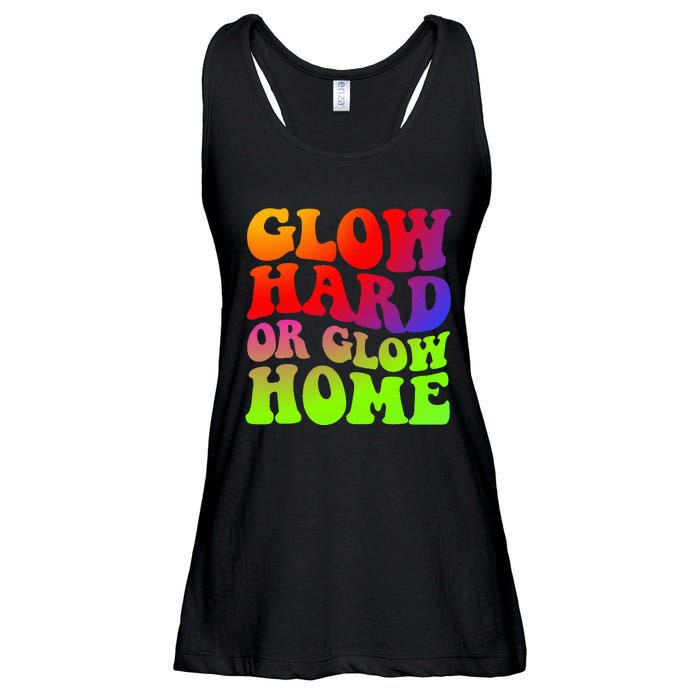 Glow Hard Or Glow Home colors  70s 80s Ladies Essential Flowy Tank