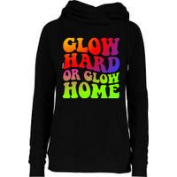 Glow Hard Or Glow Home colors  70s 80s Womens Funnel Neck Pullover Hood