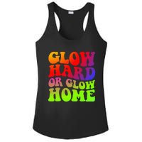 Glow Hard Or Glow Home colors  70s 80s Ladies PosiCharge Competitor Racerback Tank