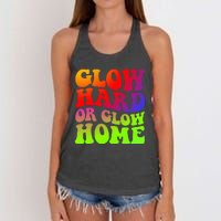 Glow Hard Or Glow Home colors  70s 80s Women's Knotted Racerback Tank