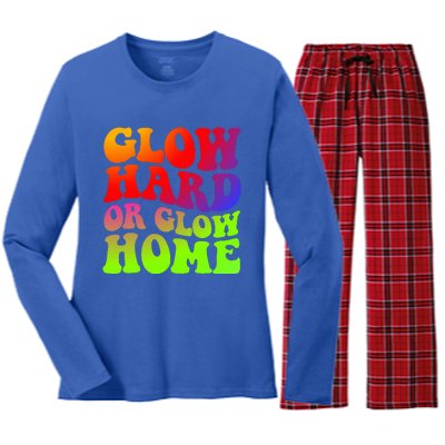 Glow Hard Or Glow Home 70s 80s Women's Long Sleeve Flannel Pajama Set 