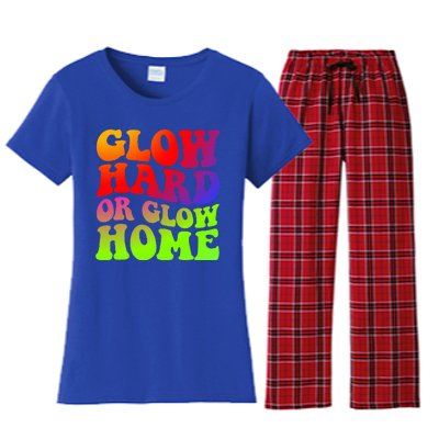 Glow Hard Or Glow Home 70s 80s Women's Flannel Pajama Set