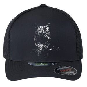 Great Horned Owl Distressed Design Flexfit Unipanel Trucker Cap