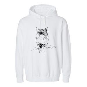 Great Horned Owl Distressed Design Garment-Dyed Fleece Hoodie