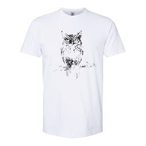 Great Horned Owl Distressed Design Softstyle CVC T-Shirt