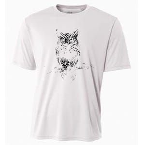 Great Horned Owl Distressed Design Cooling Performance Crew T-Shirt