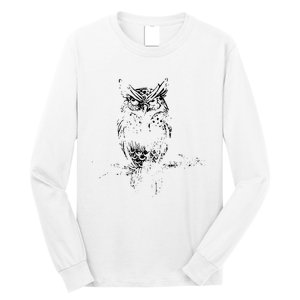 Great Horned Owl Distressed Design Long Sleeve Shirt