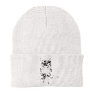 Great Horned Owl Distressed Design Knit Cap Winter Beanie