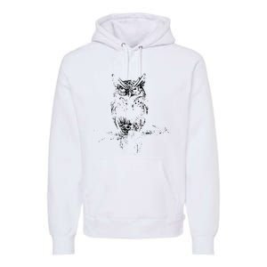 Great Horned Owl Distressed Design Premium Hoodie