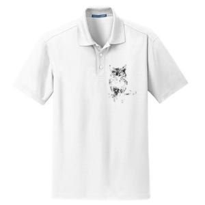 Great Horned Owl Distressed Design Dry Zone Grid Polo