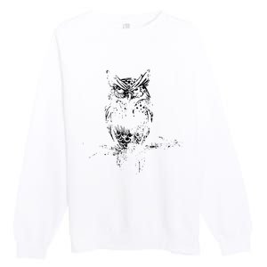 Great Horned Owl Distressed Design Premium Crewneck Sweatshirt