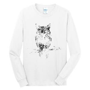 Great Horned Owl Distressed Design Tall Long Sleeve T-Shirt