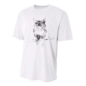 Great Horned Owl Distressed Design Performance Sprint T-Shirt