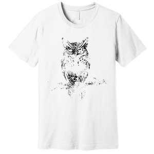 Great Horned Owl Distressed Design Premium T-Shirt