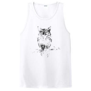 Great Horned Owl Distressed Design PosiCharge Competitor Tank