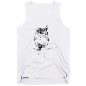 Great Horned Owl Distressed Design Tank Top