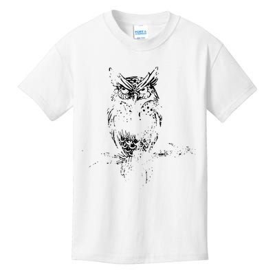 Great Horned Owl Distressed Design Kids T-Shirt