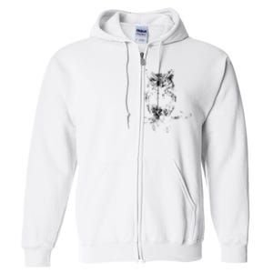 Great Horned Owl Distressed Design Full Zip Hoodie